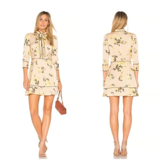 J.O.A Just‎ One Answer Long Sleeve Floral Yellow Rose Dress Size Medium - Picture 1 of 13